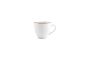 Cup 20cl Burgundy Rim Basic White